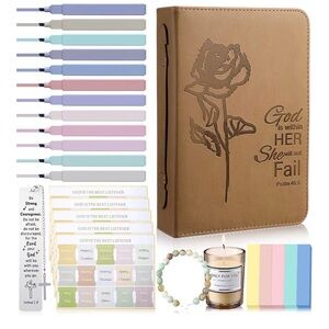 Bible Study Journaling Kit for Women Including Leather Book Cover, Bookmark,